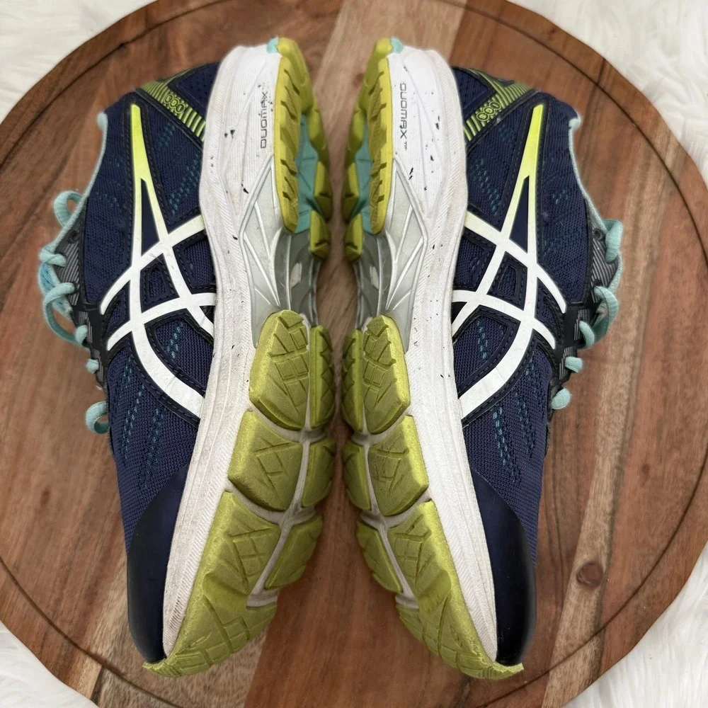 Asics GT-1000 5 Running Shoes Womens 7 Navy Aqua Good T6A8N Stability Sneakers